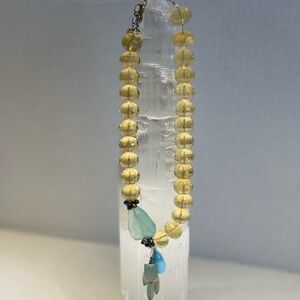 Gorgeous asymmetrical glass bead necklace and matching bracelet. Statement!